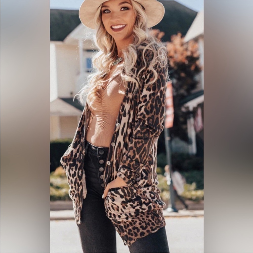 Ellison Leopard Button Cardigan NWT